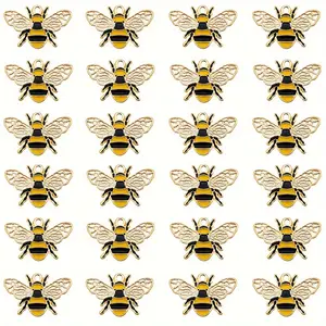 24pcs Colorful Enamel Oil Drip Honeybee Craft Cute Bee Charms 1 by 0.7 inch Pendants Earrings Bracelets Making Jewelry Findings