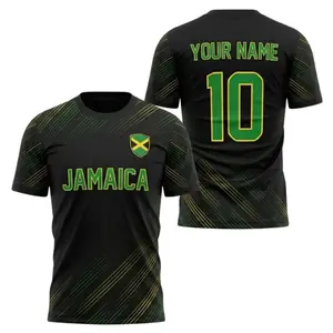 [Custom Name & Number] Jamaica Soccer Jersey 3D, Personalized Jamaica Football Shirt, Custom Name & Number Fan Jersey, Jamaica Soccer Fan Apparel, Match Day Supporter Shirt, Unisex Football Gift for Men Women Kids