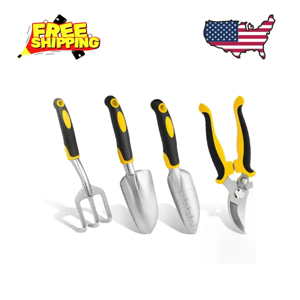 Garden Tool Set 4-Piece,Heavy Duty Aluminum Gardening Tools
