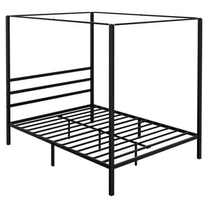 ZENY Queen Size Bed Frame Metal Bed Canopy Platform W/Headboard & 4 Posters