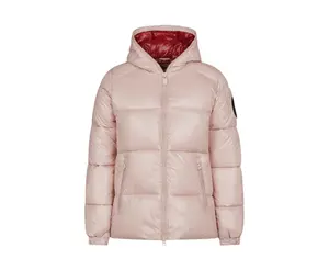 Women's Save The Duck Luck Hooded Puffer Coat - Casual Lightweight Blush Pink Outerwear, Basic Everyday Tops
