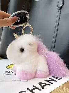 Adorable Plush Unicorn Keychain, Fuzzy Keychain, Ideal Gift for Female Friends, Creative Car Keychain, Perfect for Couples, Bag Charm, Surprise Gift, Keychain Bag Pendant