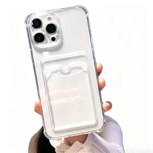 Simple Transparent Card Slot Bag Mobile Phone Case, Can Hold Wallet ID/Bank Card/Card Holder Mobile Phone Case/Can Save Photos Suitable for Apple iPhone 7 8 9 11 12 13 14 15 16 17 Pro Max 17 Air  X XS XR Plus Pro Pro Max SE MINI Series Models