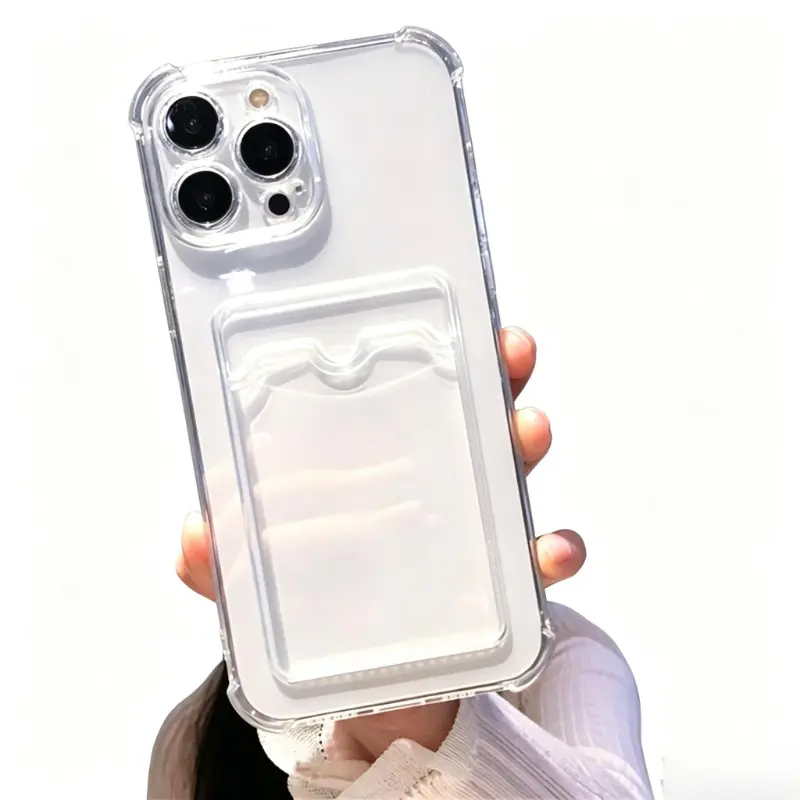 Simple Transparent Card Slot Bag Mobile Phone Case, Can Hold Wallet ID/Bank Card/Card Holder Mobile Phone Case/Can Save Photos Suitable for Apple Phone 7 8 9 11 12 13 14 15 16 17 Pro Max 17 Air  X XS XR Plus Pro Pro Max SE MINI Series Models