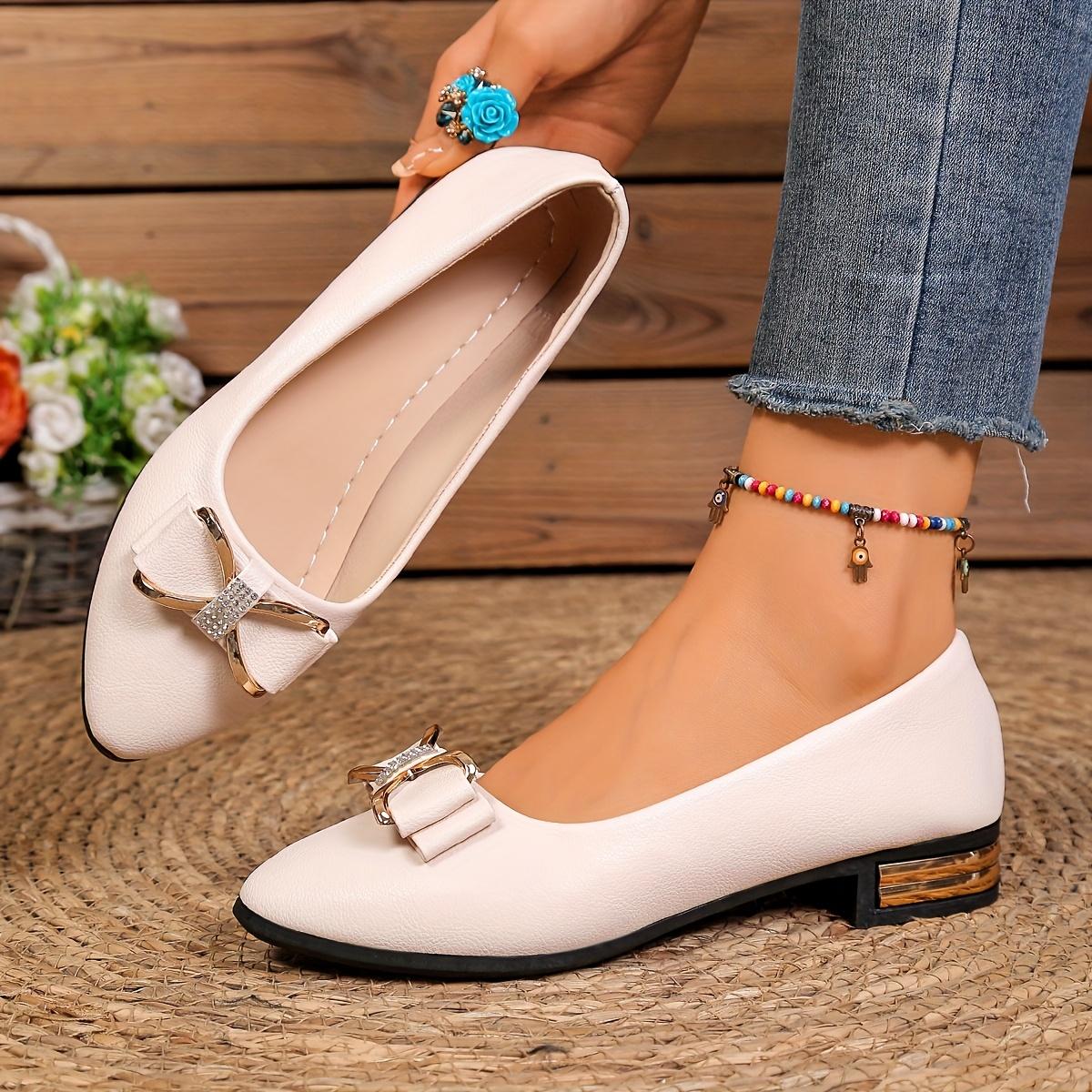 Women'S Home Outdoor Casual Easy Versatile Pointed Toe Lychee Texture Electroplated Electroplated Heel Decorative Strip Inlaid Sole Women'S Low Heel-On Heel, Women Shoes