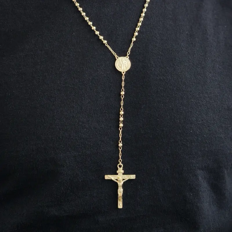 ViOrO 14K Gold Plated Rosary Necklace - Extra Durable, Elegant Fashion Jewelry for Daily Wear