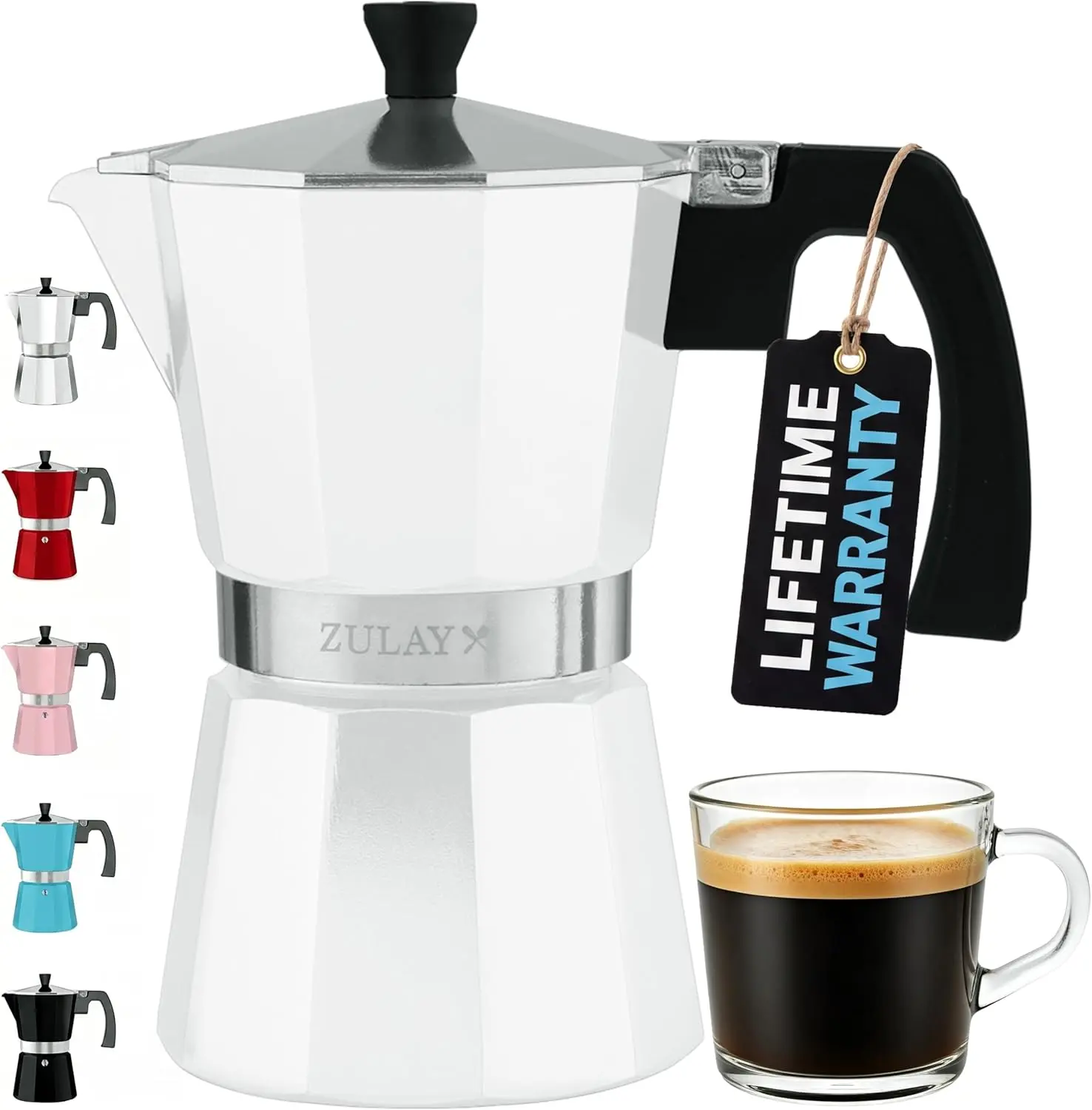 Moka Pot Espresso - Traditional Cuban Coffee Maker for Rich, Bold Espresso Filter Lid