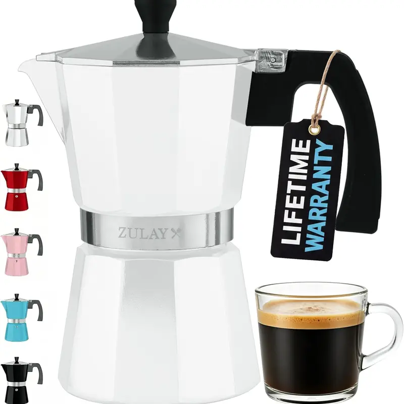 Moka Pot Espresso - Traditional Cuban Coffee Maker for Rich, Bold Espresso Filter Lid