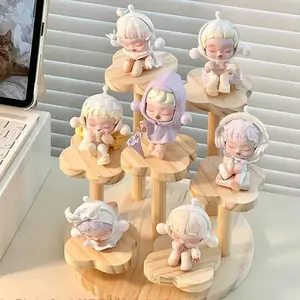 Wood Display Stand for Action Figures Tiered Showing Risers Collectibles Organizer Detachable Wooden Storage Rack for Figurines Toys Mini Dolls Cupcakes 3-Tier