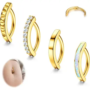 14G Belly Button Rings - 316L Surgical Steel Belly Button Rings for Women Teardrop Dangle Clicker Belly Piercing Jewelry