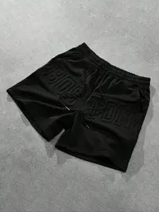 Men's Fashion urban style drawstring shorts, Casual simple and loose fit, Sporty, decorated with large embossed lettering.
