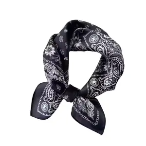 Vintage Blue Paisley Silk Scarf 100% Mulberry Silk Scarf – Genuine Silk Square Scarf for Waist/Waistband, Spring/Summer, Vintage Elegant & Sophisticated, Black, Versatile Necktie dragon scarf