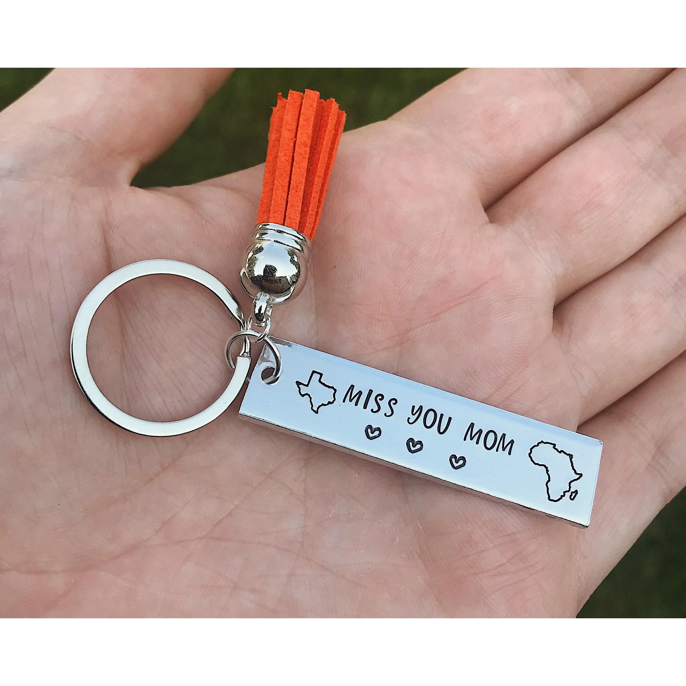 Miss You Mom Long Distance Relationship State or Country Keychain