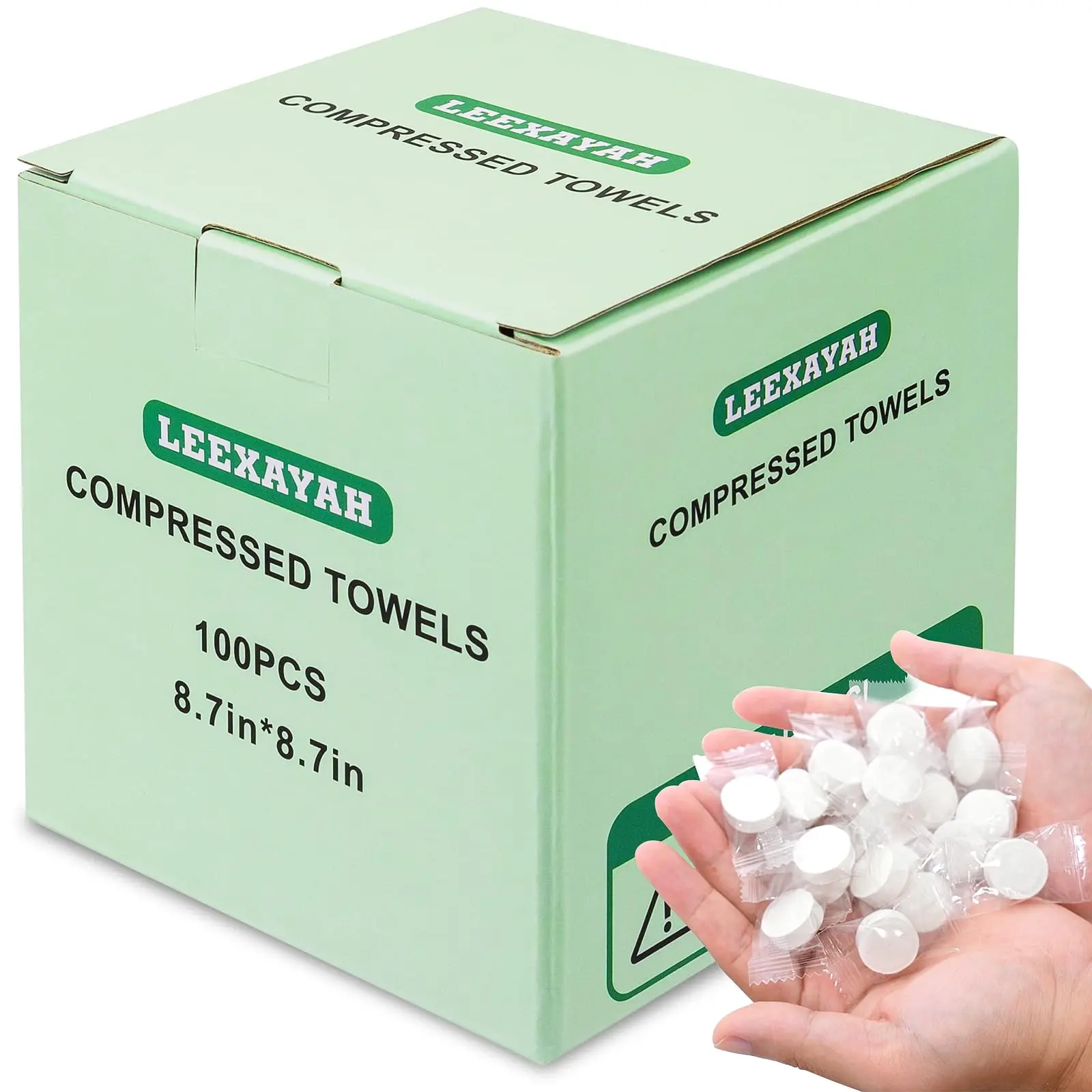 100 PCS Square Compressed Towel Tablets - Disposable Face Towelettes, Comfortable, Portable, Lightweight Travel Companion for Camping, Hotels, Bathrooms & Sports Outdoor Accessories Use