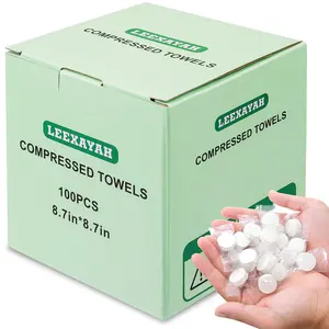 100 PCS Compressed Towels Portable Disposable Towel Tablets for Travel Camping Home and Outdoor Use Lightweight Reusable