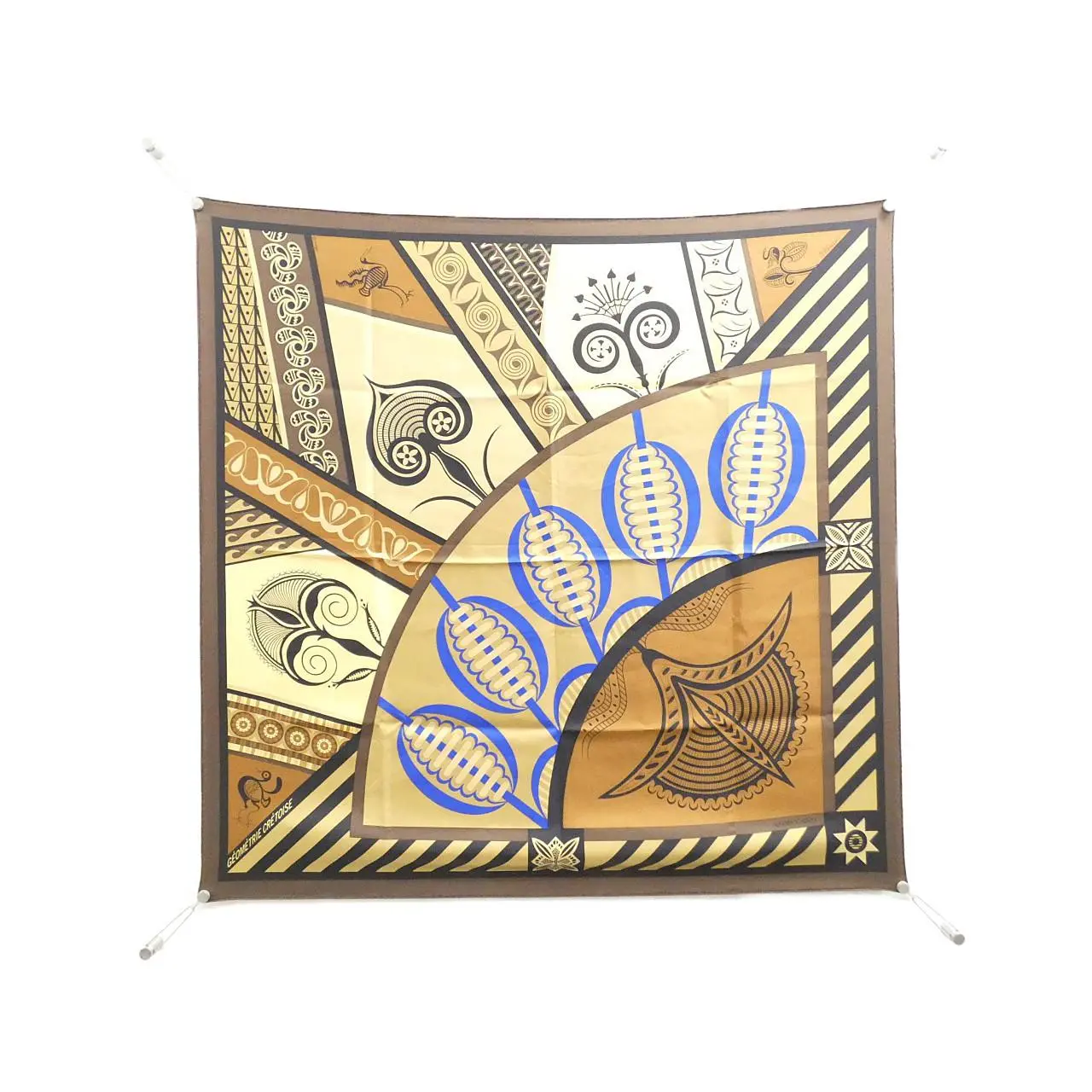 Pre-owned HERMÈS Silk Small Leather Goods Hermes GEOMETRIE CRETOISE Scarf