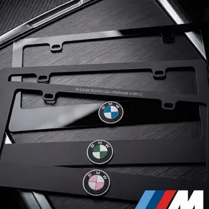 M Style Acrylic License Plate Frame Gloss Black Handmade USA