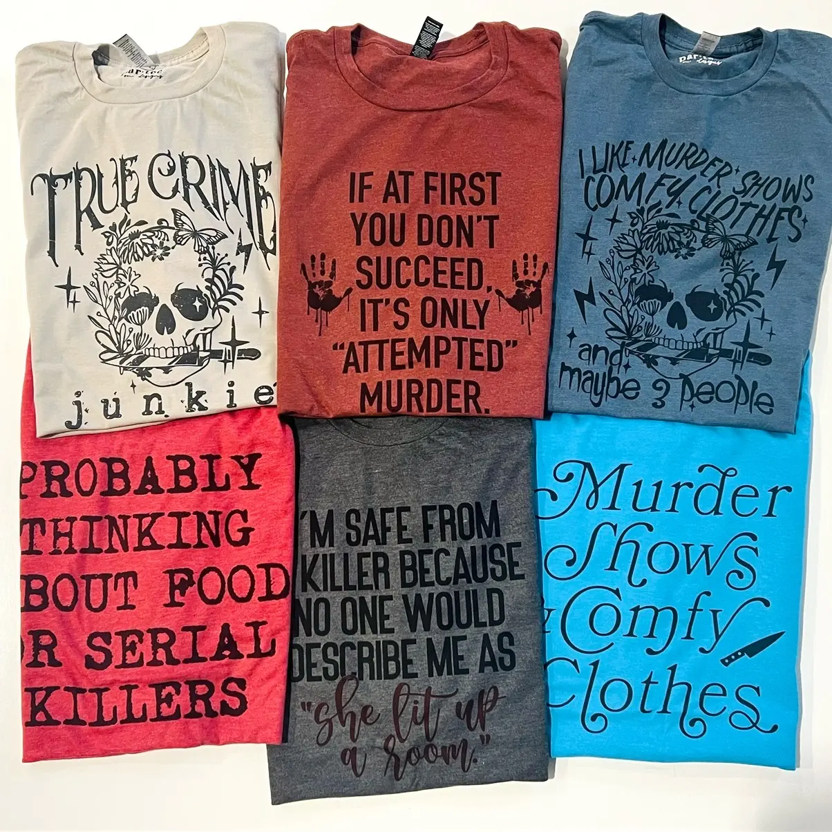 Crime Show Junkie Tees Murder Shows and Comfy Clothes Tshirts TV Crime Show T-Shirts Unisex Mystery Show Tops Womens TV Show  Tops