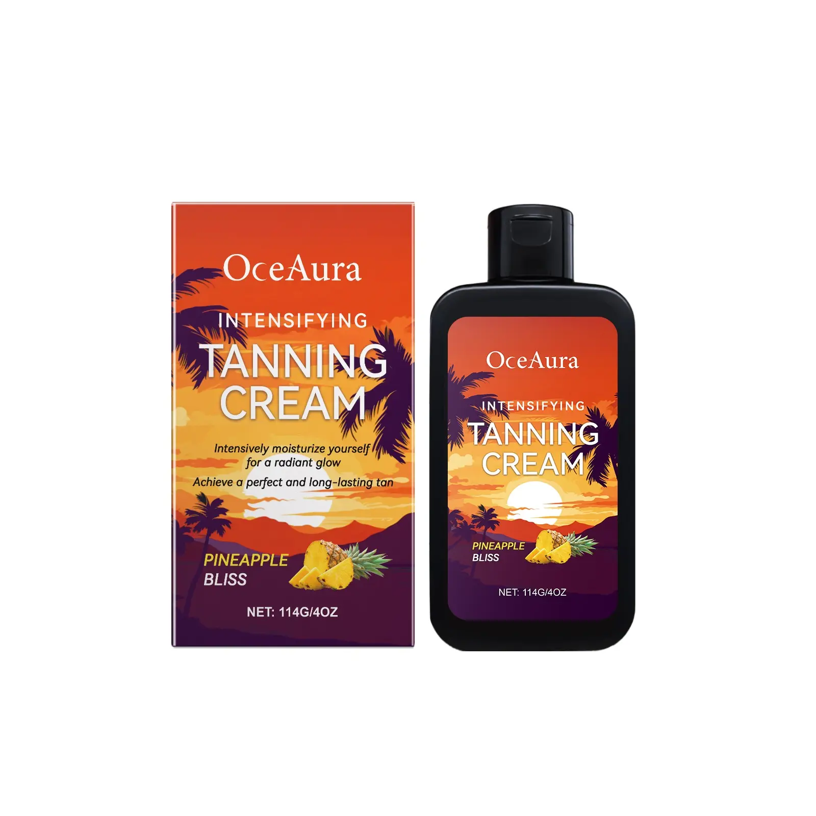 OCEAURA Intensifying Tanning Cream, Tan Intensifier, Tanning Enhancer, Coconut Oil Nourishing Moisturizing Pineapple Extract Repair Radiant Self-Tanning Cream, Moisturizer, Tanning Products