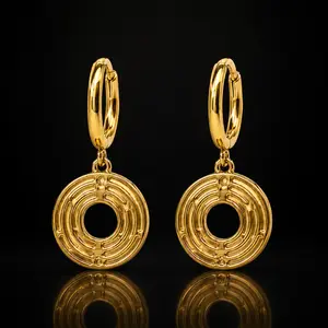 Stainless Steel Round Dangle Earrings, Lightweight Circular Drop Costume Jewelry for Women| Creator Pick
