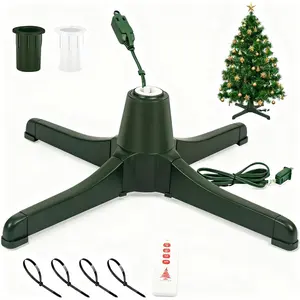 getlstub Rotating Christmas Tree Stand, Upgraded 6-Hour Timer Remote Control, 360° Christmas Tree Spinning Base for up to 7.5FT 80lbs Artificial Tree, 3 Trunk Diameter Setting