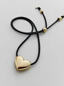 Millie Bubble Heart Cord Necklace - Gold