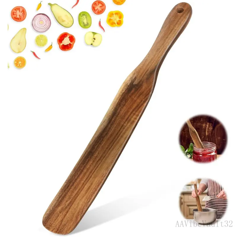 Spurtle for Sourdough Starter, Spreading, Cooking, Mixing, Reaching Bottom of Jar, Kitchen Utensils, Spurtles Kitchen Tools Wooden Kitchen Utensils for NonStick CookwareAAVibeVault32