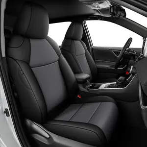 Waterproof Pet-Friendly Faux Leather Seat Covers for Toyota RAV4 Hybrid 2019-2025 | Custom Fit LE/XLE/XLE Premium/Limited - Stain-Resistant Easy Clean Non-Slip Black Full Set