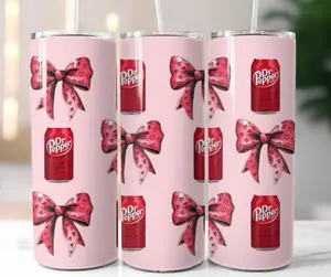 Dr Pepper Bow 20 oz. Stainless Steel Sublimation Tumbler Cup - Elegant Drinkware for On-the-Go Enjoyment - Bottle