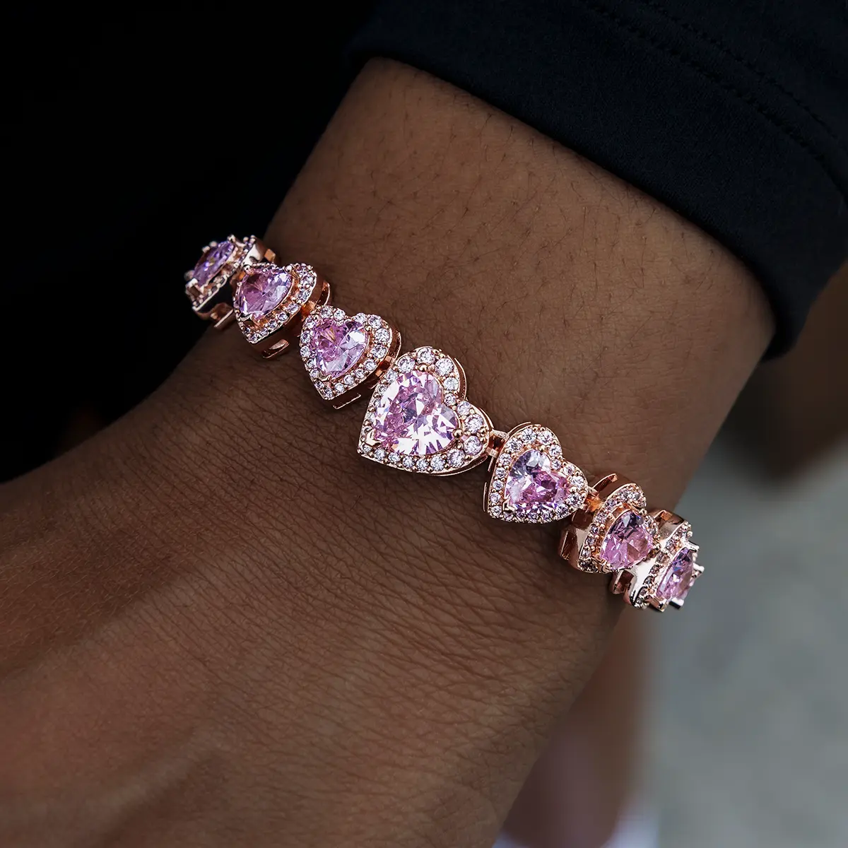 GLD Diamond Pave Heart Cluster Bracelet - Rose Gold #TikTokShopBackToSchool