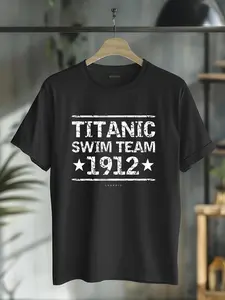 100% Cotton TITANIC Swim Team 1912 TShirt - Funny Nautical Cruise Shirts T-Shirt