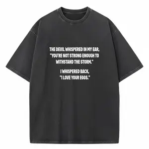 Funny I Love Your Deviled Eggs Graphic T-Shirt for Men | Vintage Humorous Egg Design with Deviled Egg Print, Loose Fit Short Sleeve Crew Neck Tee, Durable Hot Transfer, Suitable for Easter Parties and Everyday Outfits