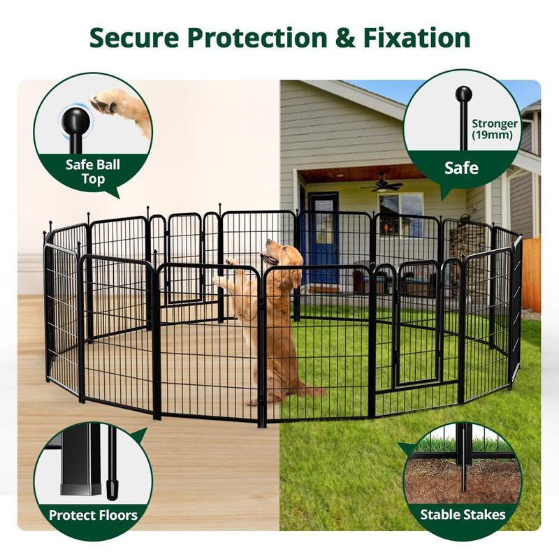 PetCozife Dog Fence Playpen 24"/32"/40" Small/Medium/Large Dog Indoor Outdoor Fence, Metal Pet Puppy Cat Exercise Enclosure Gate Cage Outdoor RV, Camping, Patio, Mobile Garden, RV Essential Companion, Garden Patio Fence,cat patio,dog camping supplies