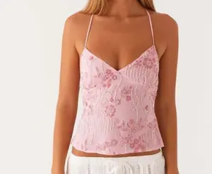 pink sequin beaded top