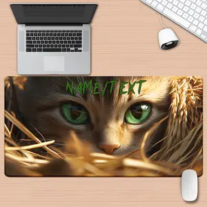 1pc Customizable Cat Design XXL Gaming Mouse Pad & Desk Mat - HD Printed Soft Rubber Base & Smooth Fabric Surface, Multi-Functional Keyboard Mat for PC Gamers & Office Workers, Personalized Gift for Cat Lovers, Large Mouse Pad