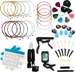 58PCS Guitar Accessories Kit Include Acoustic Strings, Tuner, Capo, 3-in-1 Restring Tool, Picks, Pick Holder, Bridge Pins