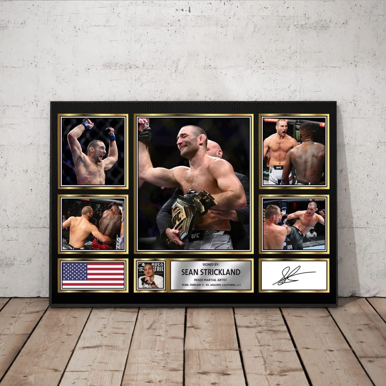 Sean Strickland Ufc Fiighters Poster Autographed Print - Limited Edition Autograph Fan Gift ( Unframed - Print Only )