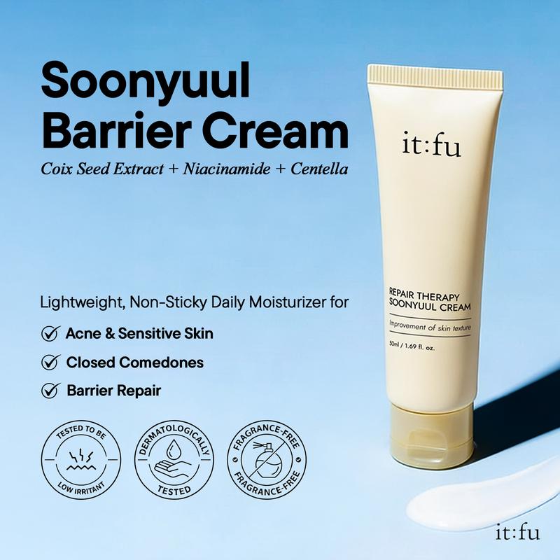 [ITFU Official Shop] Soonyuul Cream for Closed Comedones & Acne Care | Barrier Repair Moisturizer with Niacinamide & Coix Seed (1.69 fl oz)