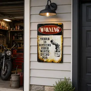 Warning Nothing Here Metal Wall Art for Home, Office, Garage, Shop, Bar, Living Room, or Man Cave Decor Funny Humorous Sign Suitable for Any Space 8x12 inch
