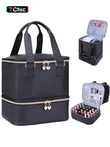 Nail Polish Storage Box Holds 30 Bottles (15ML), Includes Nail Lamp, Dual-Layer Manicure Organizer, Makeup Organizer, Designed for Nail Technicians