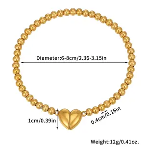 Magnetic Couple Bracelets for Best Friends, Heart Matching Friendship Bracelets Set, Adjustable Beaded Bracelet Gift for Her Him, Long Distance Relationship Jewelry, Stainless Steel Couples Gift