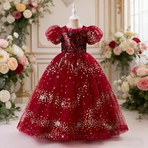 520 Kids Tween Girl New Style Wedding Dress Long Princess Fluffy Party Dress Flower Dress For Wedding Birthday Party Piano Recital