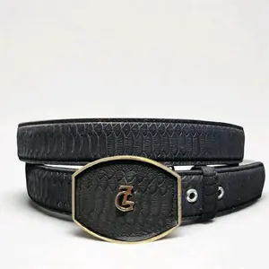 Black Python Print Belt/Cinto de Piton Imitación