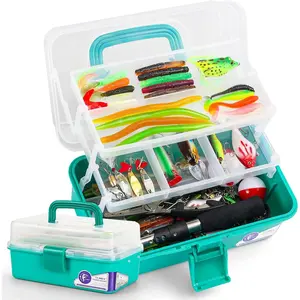 3 Layers Tackle Box with Tackle Included, 321Pcs Fishing Lures Kit Contains Pliers, Crankbait, Hooks, Weights & Accessories, Fishing Gear Bait Lure Gifts for Men Bass Freshwater (Green)