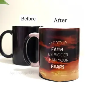 Jesus Heat Color Changing Mug Statement Let Your Faith Be Bigger Than Yours Fears Drinkware Cup Reusable