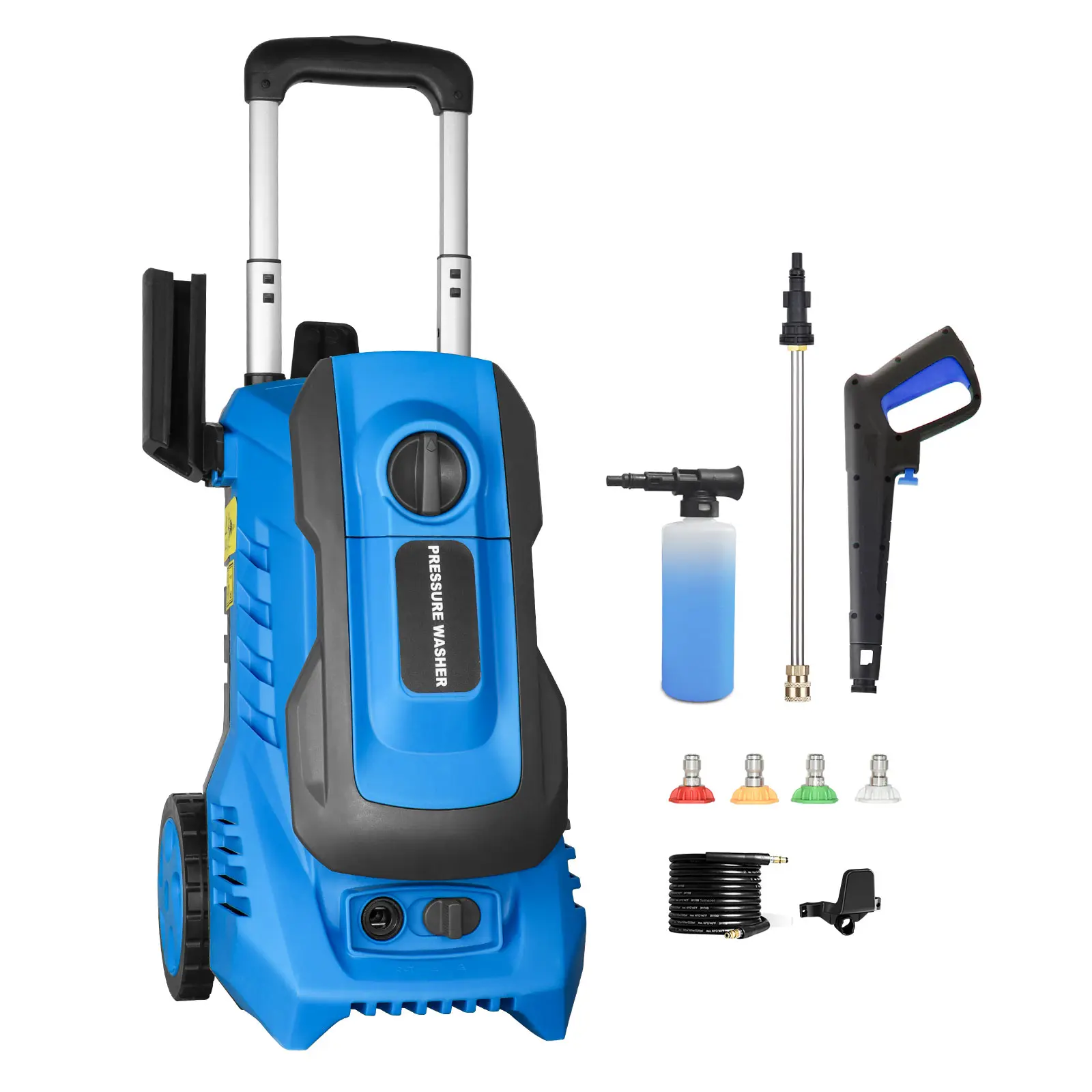 4200 PSI MAX 2.5 GPM Electric Pressure Washer, Mobile Power Washer with 25FT Flexible High Pressure Hose, Anti-Tipping Structure, Multiple Spray Modes and Independent Foam Tank for Motorcycle, Sidewalk, Pool, Boat, Deck, Yard, Stair, Wall cleaning