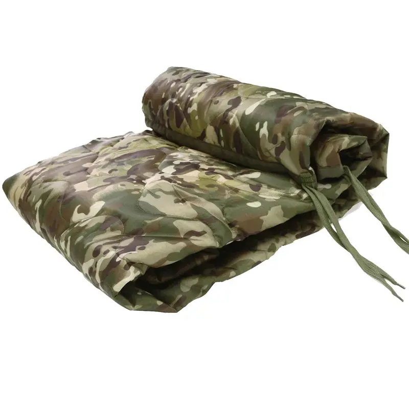 Tactical Military Poncho Liner Blanket – Water-Resistant Woobie Camping Quilt with Carry Bag – 82x58 in, Lightweight & Packable