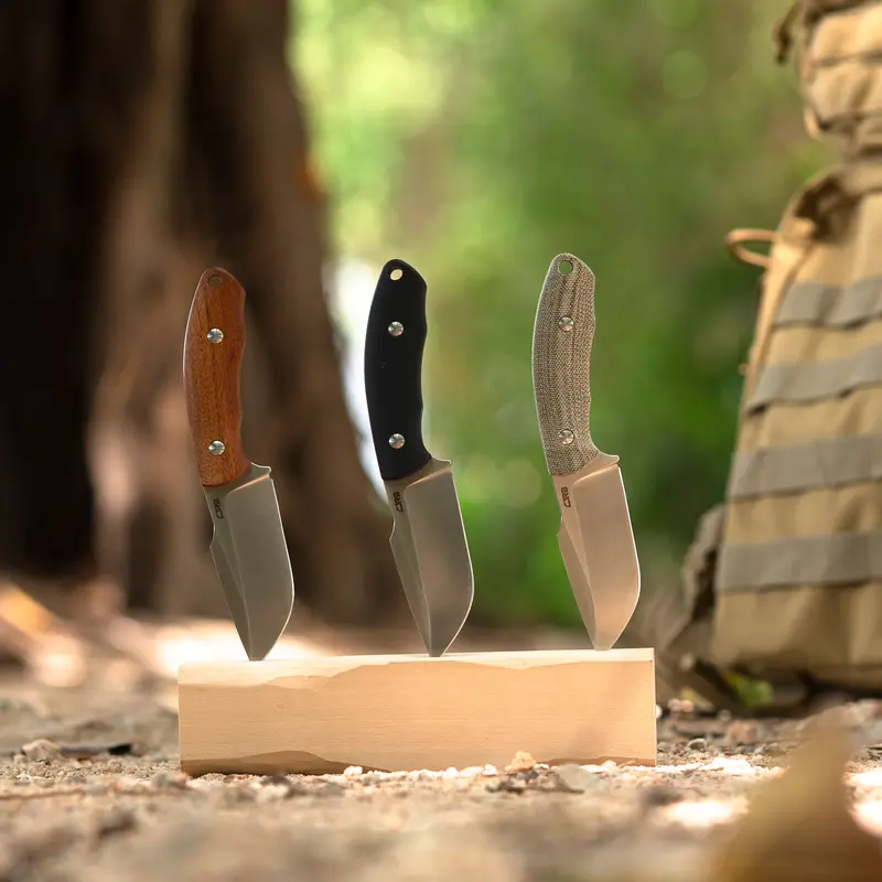 CJRB Mutt EDC Single-Edged Fixed-Blade Knife - AR-RPM9 High Carbon Stainless Steel, 0.13in Flat Ground, Non-Slip Ergonomic G10/Wood/Micarta Grip, Hunting Gear, Outdoor Camping Equipment, Father's Day Gift for Adults