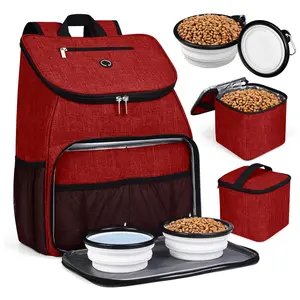BAGLHER Pet Travel Backpack – Airline-Approved Soft-Sided Dog & Cat Carrier with Large Capacity, Silicone Collapsible Bowls, Dual Food Baskets, Water-Resistant Exterior, Hands-Free Straps & Water Bottle Pocket – Ideal for Outdoor,Camping & Overnight