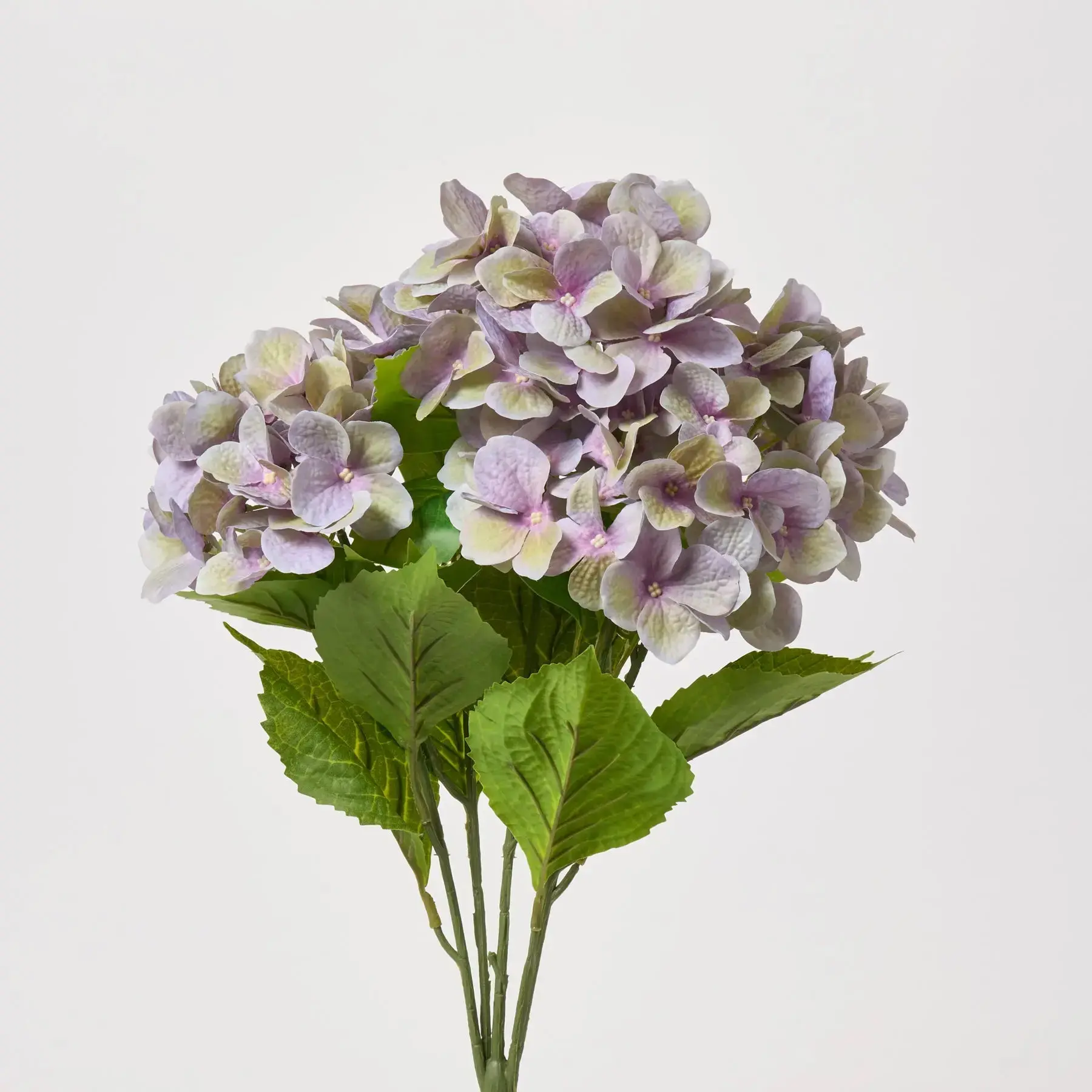 21" Lavender Purple Watercolor Silk Garden Hydrangea Flower Bush Bouquet - Home Decor Centerpiece with Leaves & Artificial Plants